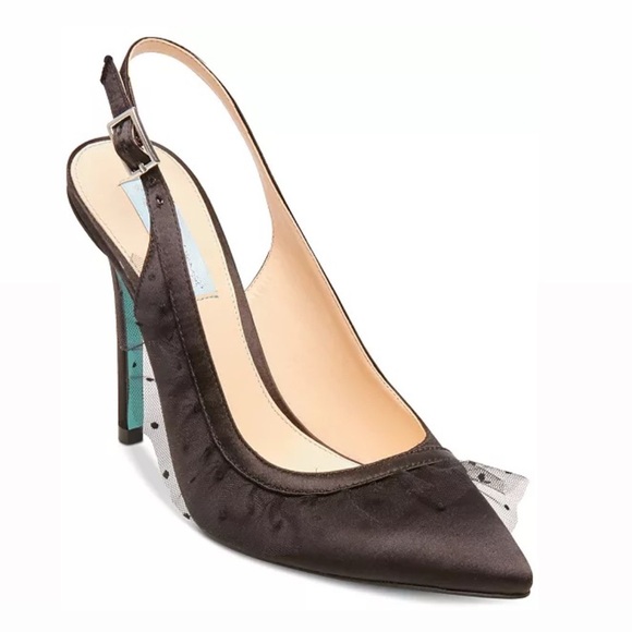 Betsey Johnson Blue Mia Lace Slingback Pumps Heels - Picture 1 of 7